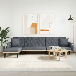Sofa rozkładana L, ciemnoszara, 271x140x70 cm, aksamit Lumarko!