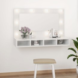 VidaXL Szafka z lustrem i LED, biała z połyskiem, 90x31,5x62 cm