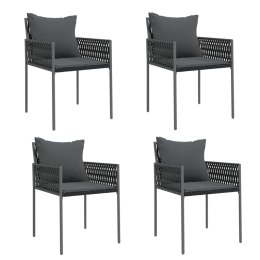 Krzesła ogrodowe z poduszkami, 4 szt., czarne, 54x61x83 cm Lumarko!