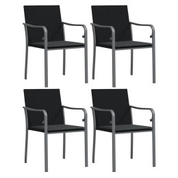 Krzesła ogrodowe z poduszkami, 4 szt., czarne, 56x59x84 cm Lumarko!