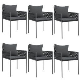 Krzesła ogrodowe z poduszkami, 6 szt., czarne, 54x61x83 cm Lumarko!