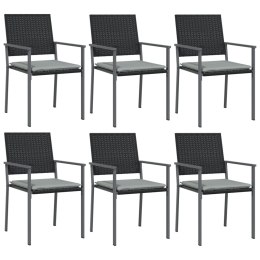 Krzesła ogrodowe z poduszkami, 6 szt., czarne, 54x62,5x89 cm Lumarko!