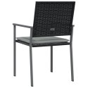 Krzesła ogrodowe z poduszkami, 6 szt., czarne, 54x62,5x89 cm Lumarko!