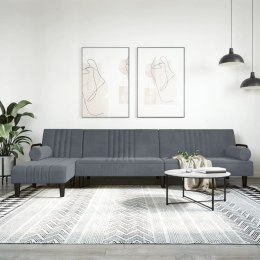 Sofa rozkładana L, ciemnoszara, 260x140x70 cm, aksamit Lumarko!