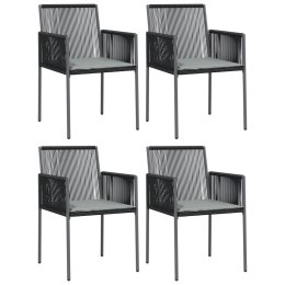 Krzesła ogrodowe z poduszkami, 4 szt., czarne, 54x60,5x83,5 cm Lumarko!