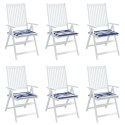 VidaXL Poduszki na krzesła ogrodowe, 6 szt, niebiesko-białe, 50x50x3cm