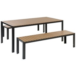 Zestaw ogrodowy stół i 2 ławki jasne drewno z czarnym NARDO Lumarko!
