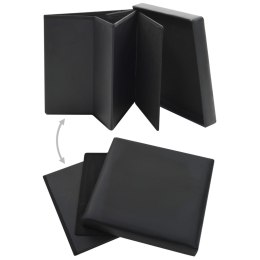 VidaXL Składany stołek ze schowkiem, czarny, sztuczna skóra