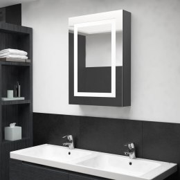 VidaXL Szafka łazienkowa z lustrem i LED, lśniąca szarość, 50x13x70 cm
