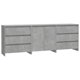 VidaXL 3-cz. szafka boczna, szarość betonu, materiał drewnopochodny