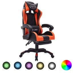 VidaXL Fotel dla gracza z RGB LED, pomarańczowo-czarny, sztuczna skóra