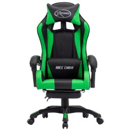 VidaXL Fotel dla gracza, z podnóżkiem, zielono-czarny, sztuczna skóra
