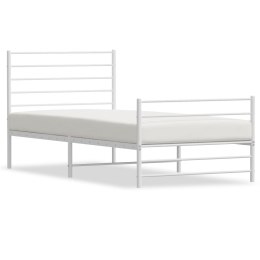 Metalowa rama łóżka z wezgłowiem i zanóżkiem, biała, 90x200 cm Lumarko!
