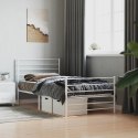 VidaXL Metalowa rama łóżka z wezgłowiem i zanóżkiem, biała, 90x200 cm