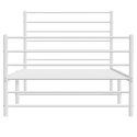 VidaXL Metalowa rama łóżka z wezgłowiem i zanóżkiem, biała, 90x200 cm