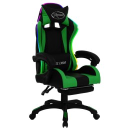 Fotel dla gracza z RGB LED, zielono-czarny, sztuczna skóra Lumarko!