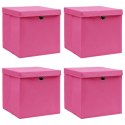 Pudełka z pokrywami, 4 szt., różowe, 32x32x32 cm, tkanina Lumarko!