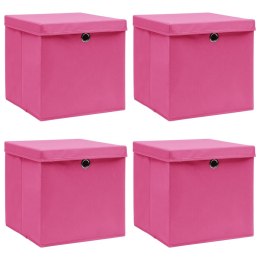 Pudełka z pokrywami, 4 szt., różowe, 32x32x32 cm, tkanina Lumarko!