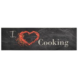 Dywanik kuchenny, wzór z napisem Cooking, czarny, 45x150 cm Lumarko!