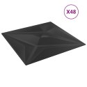 VidaXL Panele ścienne, 48 szt., czarne, 50x50 cm, EPS, 12 m², gwiazda