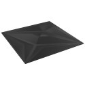 VidaXL Panele ścienne, 48 szt., czarne, 50x50 cm, EPS, 12 m², gwiazda