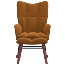 Fotel bujany z podnóżkiem, brązowy, obity aksamitem Lumarko!