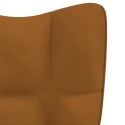 VidaXL Fotel bujany z podnóżkiem, brązowy, obity aksamitem