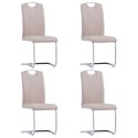 VidaXL Krzesła stołowe, wspornikowe 4 szt., cappuccino, sztuczna skóra