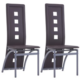 Krzesła stołowe, 2 szt., brązowe, obite sztuczną skórą Lumarko!