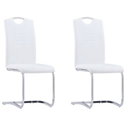 Krzesła stołowe, wspornikowe, 2 szt., białe, sztuczna skóra Lumarko!