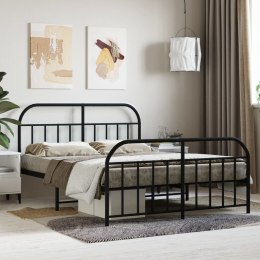 VidaXL Metalowa rama łóżka z wezgłowiem i zanóżkiem, czarna, 140x200cm