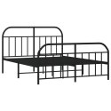 VidaXL Metalowa rama łóżka z wezgłowiem i zanóżkiem, czarna, 140x200cm