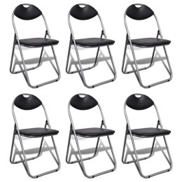 Składane krzesła stołowe, 6 szt., czarne, sztuczna skóra i stal Lumarko!
