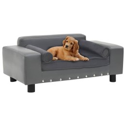 VidaXL Sofa dla psa, szara, 81x43x31 cm, plusz i sztuczna skóra