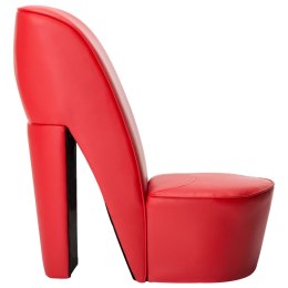 VidaXL Fotel w kształcie buta na obcasie, czerwony, sztuczna skóra