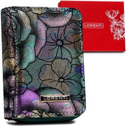 Mały, skórzany portfel damski z kwiatowym wzorem — Lorenti Lumarko!