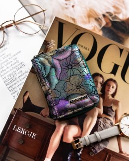 Mały, skórzany portfel damski z kwiatowym wzorem — Lorenti Lumarko!
