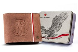 Skórzany portfel męski z patriotycznym wzorem — Peterson Lumarko!