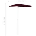 Półokrągły parasol ogrodowy na słupku, 180x90 cm, bordowy Lumarko!