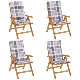 Rozkładane krzesła ogrodowe z poduszkami, 4 szt., drewno tekowe Lumarko!