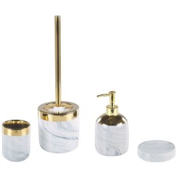 4-częściowy zestaw akcesoriów łazienkowych ceramiczny biały ze złotym HUNCAL Lumarko!