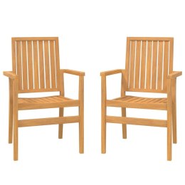 VidaXL Sztaplowane krzesła ogrodowe, 2 szt., 56,5x57,5x91 cm, tekowe
