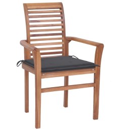 Krzesła stołowe z antracytowymi poduszkami, 6 szt., tekowe Lumarko!