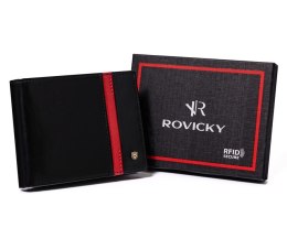 Skórzany portfel męski z czerwonym paskiem — Rovicky Lumarko!