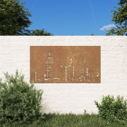 VidaXL Ogrodowa dekoracja ścienna, 105x55 cm, stal kortenowska, miasto