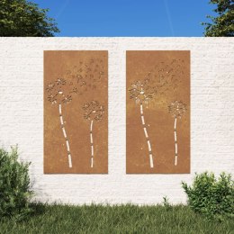 VidaXL Ogrodowe dekoracje ścienne, 2 szt., 105x55 cm, stal kortenowska