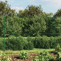 VidaXL Ogrodzenie z siatki, z kotwami, zielone, 1,4x10 m