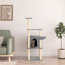 VidaXL Drapak dla kota z sizalowymi słupkami, jasnoszary, 132 cm