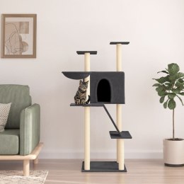 VidaXL Drapak dla kota z sizalowymi słupkami, ciemnoszary, 143 cm