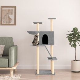 VidaXL Drapak dla kota z sizalowymi słupkami, jasnoszary, 143 cm